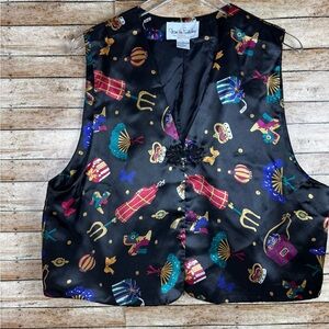 Diane Von Furstenberg Vest Women Color Authority Perfume Fan Crown Party Sz Lg